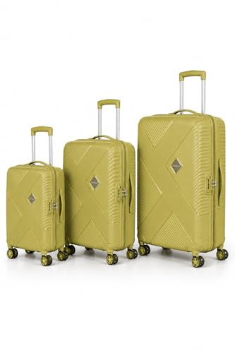 Kamiliant by American Tourister Endevour DW 3pc Set (55 + 68 + 79 cm) 4 Spinner Wheels Hard Top Polypropylene Cress Green|TSA Lock|Internal Divider Pad|Cross Ribbons - 3 Years Global Warranty