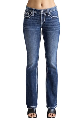Miss Me Women's Bohemian Faux Flap Pockets Mid-Rise Bootcut Jeans2