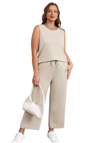 Image of SAMPEEL Two Piece Sets for Women Summer Outfits Beach Vacation Clothes Wide Leg Crop Pants