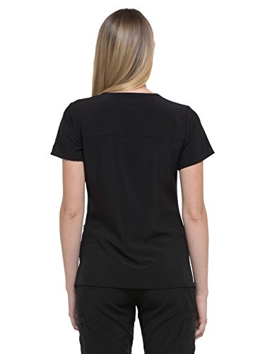 Dickies Eds Essentials, Mock Wrap Top Scrubs For Women With Four-Way Stretch And Moisture Wicking Dk625, M, Black #TOP1