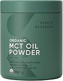 Sports Research Organic MCT Oil Powder - Keto & Vegan MCTs C8, C10 from Coconuts - Fatty Acid Brain & Body Fuel, Non-GMO & Gluten Free - Unflavored, Perfect in Coffee, Tea & Protein Shakes - 10.6 oz