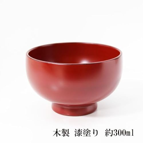 お椀 汁椀 木製 京型 朱塗り 梶原作 漆器 越前漆器 300ml 漆塗り お碗 味噌汁 スープボウル 天然木 木製椀 軽い 軽量 和風 和食器