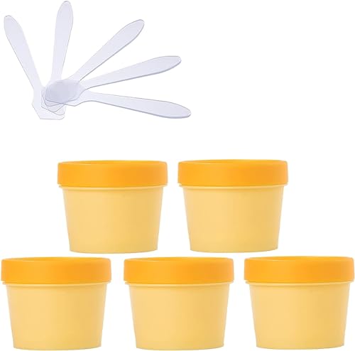 OLSDXAWQ, 5 PC 200 ml Máscara rosa Tazón for mezclar Frascos de almacenamiento de plástico vacíos 200 g con revestimiento interior for almacenamiento Cuerpo Mano Crema facial Loción Gel 5X Espátula(Ge