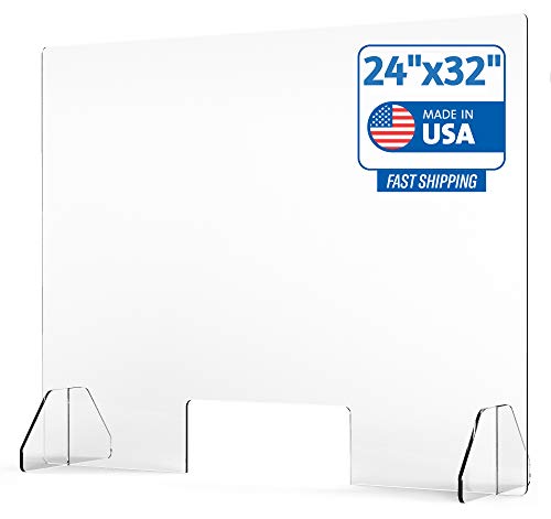 Get Special Price Protective Sneeze Guard for Counter and Desk - Freestanding Clear Acrylic Shield for Business and Customer Safety, Portable Plexiglass Barrier, Food Screen, Pass Through Transaction Window (24"x32") Get Special Price Protective Sneeze Guard for Counter and Desk - Freestanding Clear Acrylic Shield for Business and Customer Safety, Portable Plexiglass Barrier, Food Screen, Pass Through Transaction Window (24"x32")