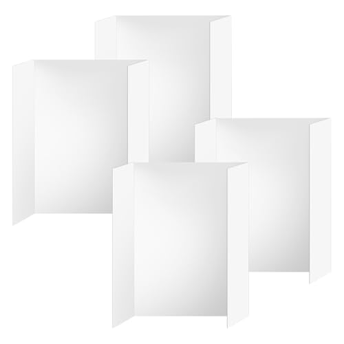 POUYRBA 4pcs Trifold Poster Board, 26x17 Inches White Trifold Presentation Display Board Corrugated Project Board for School and Business Project