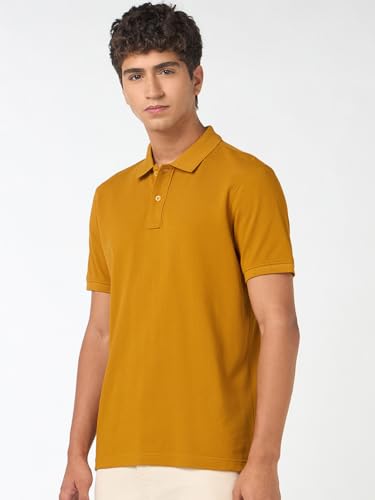 Image of Bewakoof Men Solid Regular Fit Half Sleeve Collar Pure Cotton T-Shirt