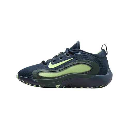 Nike IsoFly Big Kids' Basketball Shoes (FN4384-401, Armory Navy/Vintage Green/Barely Volt) Size 1