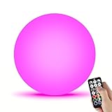 LED Light Ball, LOFTEK 8-inch 16 Colors Changing RGB Moon Lamp, USB Charging Waterproof Glow Orb with Remote Control, Perfect for Gift Bedroom Garden Pool Party Decor(with Ground Insertion and Hook)
