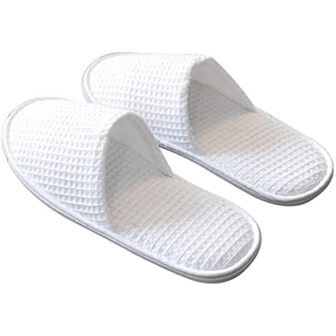 USHOBE 4 Pairs Disposable Slippers Spa Slippers Portable Slippers Hotel Cotton Slippers Wedding Slippers Throw Away Slippers for Travel Hotel SPA White Cover