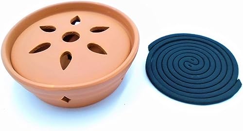 Porta Incienso Ceramica 16cm x 6cm con Incienso Espiral citronela (Jardin casa) Anti Mosquito