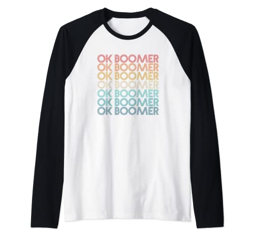 Ok Boomer Funny Millennial Gen Z Meme 70s Retro en línea Camiseta Manga Raglan