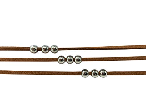 Faux Leather Choker 3 Layer Choker with Silver Beads3