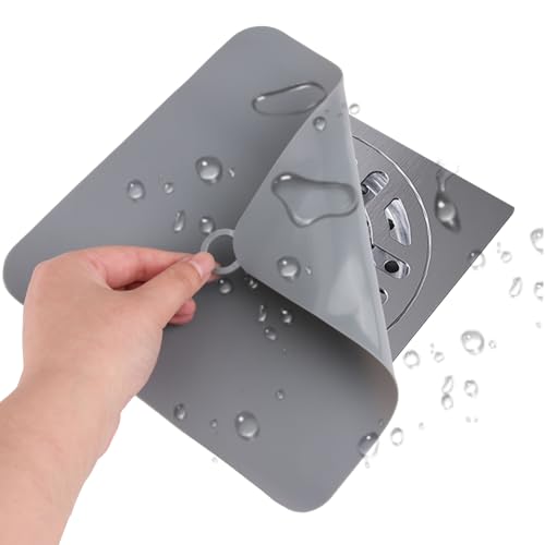 Lot de 2 housses de douche anti-odeurs en silicone pour salle de bain, cuisine, salle de bain - Parfait pour éviter les odeurs et garantir une hygiène parfaite (gris)