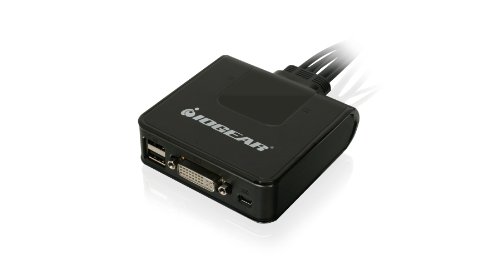 Image of IOGEAR 2-Port USB DVI Cable KVM Switch - 1920x1200 60Hz - Remote Push Button Switching - Plug n Play - Win, Linux, Mac, Sun - GCS922U