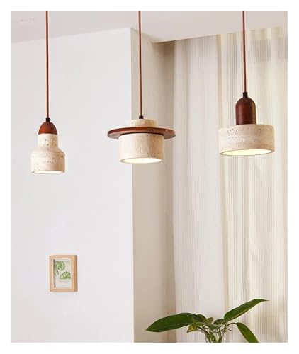 Lustre pendentif LED moderne en bois style B style nordique suspension 3-en-1 grotte jaune