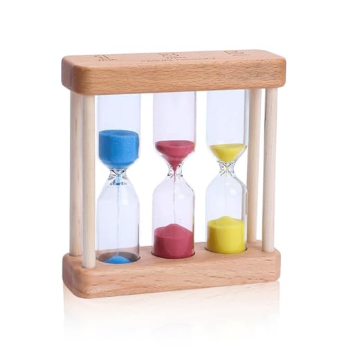 3 in 1 Set Sanduhr aus Holz - 1/3/5 Minuten Küchentimer für...