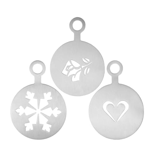 Cabilock 3pcs Stainless Stencils for Cappuccino and Hot Decoration Heart Rose Snowflake Patterns Reusable Templates for Creative Coffee Art Your Kitchen