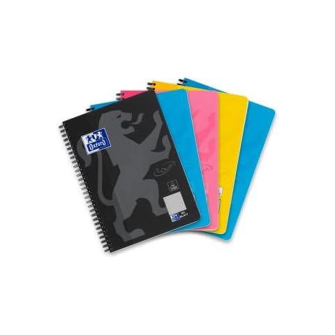 Oxford Touch Collegeblock B5 kariert, Rand links, 80 Blatt, sortiert, 5 Stück Cover