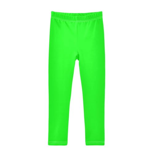 Girls' Leggings Neon Lime Green Solid Color Dance Pants Tights Trousers Casual Yoga Pants Kids Leggings, 4T