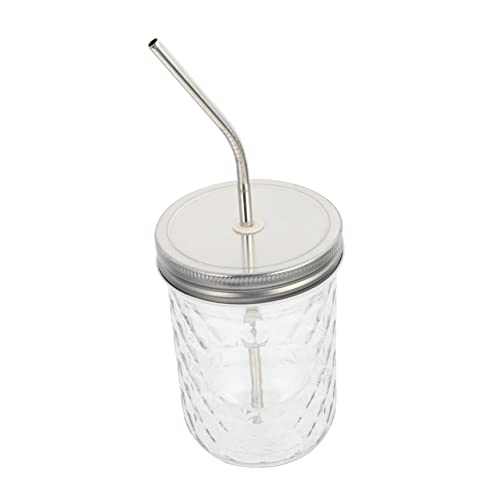 Cabilock Bocal Avec Paille Pour Jus Lait Boisson Transparent Multifonctionnel Récipient Contenant Pot à Lait Bocal Paille