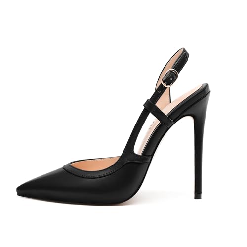 SKYSTERRY Women's Slingback Heels Closed Pointed Toe 4.7-Inch Stiletto High Heeled Pumps Sexy Wedding Party Office Work Dress Shoes2