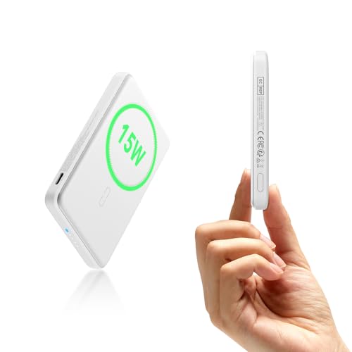 ESR for MagSafe Power Bank, 0.55 in Ultra-Compact 5,000mAh MagSafe Portable Charger,15W Ultra-Fast Battery Pack, 20W USB-C MagSlim Charger with Cable for