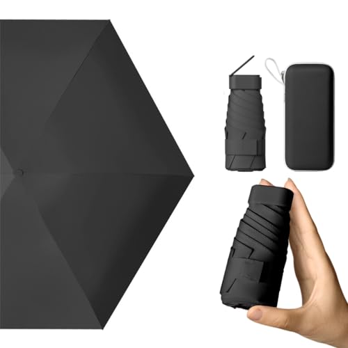 Aowin Mini Umbrella with Sun Protection,Portable Lightweight Travel Umbrella with Storage Box,Windproof Parasol Umbrella UV Protection for Women and Kids,Travel Small Folding Umbrella for Rain