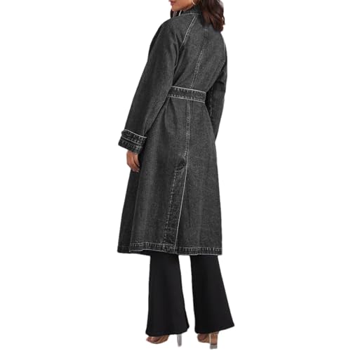 Trench en jean à double boutonnage mi-long pour femme