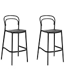 No requieren montaje Beliani Conjunto de 2 sillas de Bar Modernas de plástico Resistentes a la Intemperie para Uso en Interiores y Exteriores Negro Porano