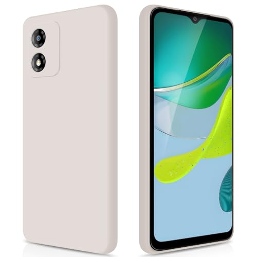 GiiYoon Case Compatible with Motorola Moto E13 Silky-Soft Touch Full-Body Protective Phone Silicone Case Shockproof Cover with Microfiber Lining off white