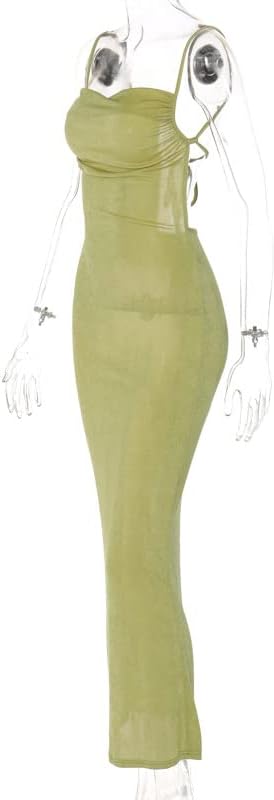 Women's Sexy Backless Maxi Dress Bodycon Elegant Ruched Sleeveless Evening Dress Long Cocktail Party Dress - Image 6