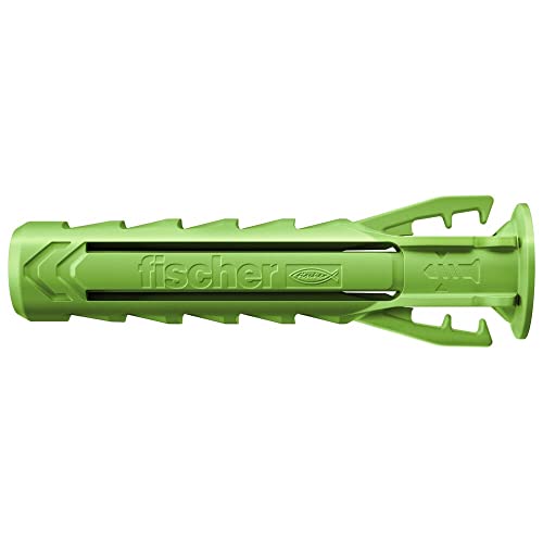 Image of fischer 567807 Expansion SX Plus Green 6 x 30, Box of 90 Sustainable, Purpose dowels Made from Renewable raw Materials, Optimal Hold, Solid, aerated Concrete, Perforated Bricks and Much, Greenline