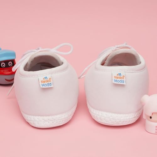 Image of Neska Moda 6 To 12 Months Baby Boys & Baby Girls Cute Soft Cotton Pre-Walker Lace Booties-BT4713