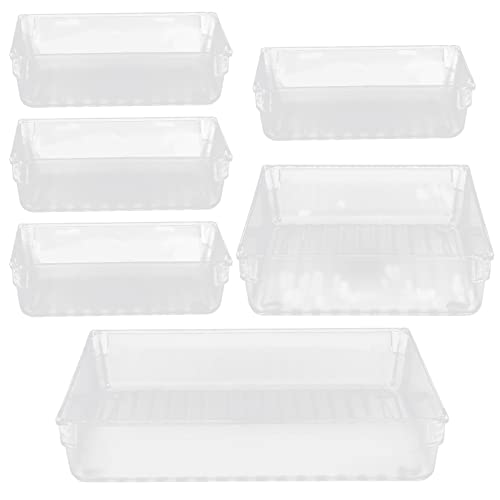 LALAFINA 6 Piezas Hacen Acrílico Cocina Joyas Escritorio Maquillaje Maquillaje Baño Versátil Claro Dormitorio Oficina Tocador Bandejas Organización Almacenamiento Organizadores Utensilios Cover