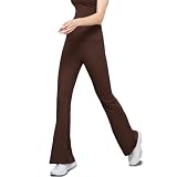 [IRCOLVE] フレアパンツ レディース バレエ ヨガウェア ヨガ ジャズパンツ ロング ヨガパンツ レギンス 夏 スウェット スキニー(ブラウン，l