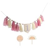 Llamativo y confiable: la pancarta para silla alta utiliza materiales de calidad que no destiñen, por lo que la pancarta de su bebé en cada imagen sigue siendo un hermoso obsequio de fiesta, decoraciones de cumpleaños para bebés, decoración de pancartas de cumpleaños