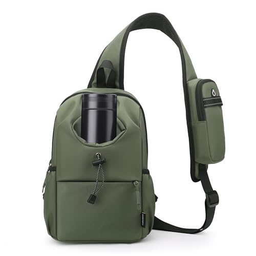 OKKID waterproof sling bag with water bottle holder crossbody sling backpack for men women chest bag...