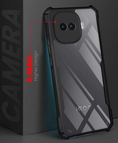 Image of BASECASE Shock Proof Crystal Clear Back Case Mobile Cover for iQOO 15R 5G (Hard | Hybrid PC + TPU | Full Armour Device & Camera Protection | Jet Black)