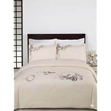 Royal Bedding Sophia Embroidered 3 Piece Full/Queen Duvet Cover Set 100% Cotton 300 Thread Count