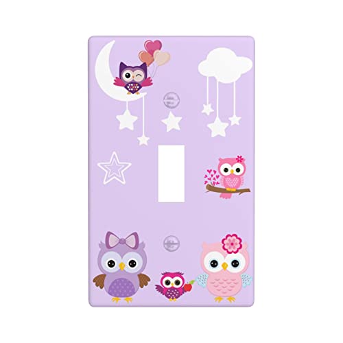 Purple Owls 1 Gang Light Switch Plate Decorative Single Toggle Wall Plate Cover Decorative Wallplate Electrical Faceplate For Living Room Bedroom House Decor #TOP1
