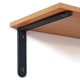 TAIWEMTBRO 4 Pcs Black L Shelf Bracket,6 Inch/147x100x3.5mm Steel Heavy Duty Corner Brace,Joint Angle Bracket Wall Hanging Floating Shelf Bracket for Decorative
