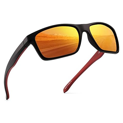 Jim Halo Polarised Sports Sunglasses for Men Women Running Cycling Fishing Driving Golf Tr 90 Unbreakable Frame (Black/Mirror Orange) Cover