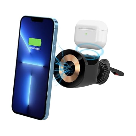 Gabba Goods MagSafe Car Mount, [Easily Install] Hands Free Magnetic Phone Holder with MagSafe Car Charger, Air Vent Mount Holder for iPhone 15/14/13/12 & AirPods, Fast Charging, USB C Included Cover