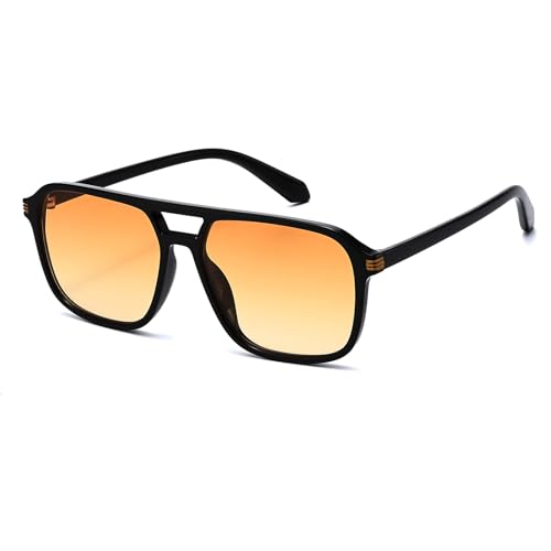 D Lolylad Sonnenbrille Herren Damen Polarisiert Retro Sonnenbrille UV400 Schutz für Wandern Fahren Angeln Golf (Orange)