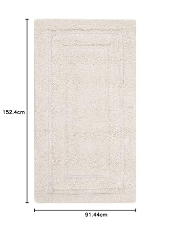Image of Rectangular Box Shaggy Carpet for Living Room, Bedroom, High Low Design Finish Microfiber 1.8 Inch Pile High, 3x5 Feet Cream|Cream Color
