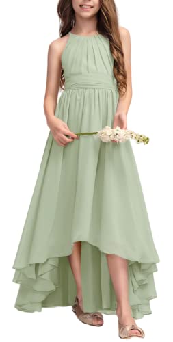 A-Line Halter Asymmetrical Chiffon Junior Bridesmaid Dress Flower Girl Dress for Wedding Party Dress
