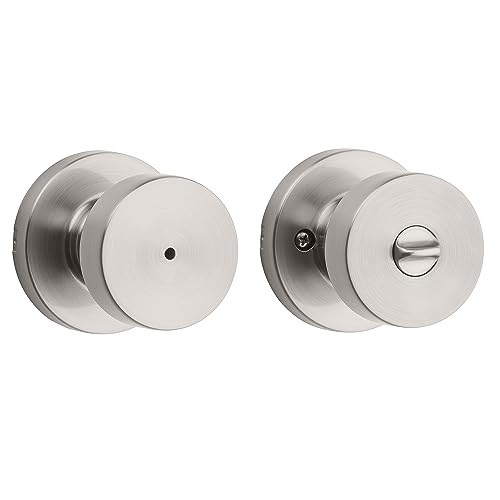 Image of Kwikset Pismo Door Knob Set, 10 Pack with 5 Non-Locking Passage and 5 Locking Keyless Privacy Handles, with Round Rose, Featuring Microban Protection in Satin Nickel
