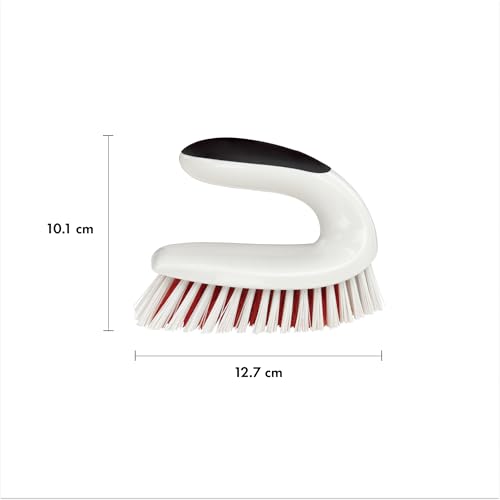 OXO Good Grips All-Purpose Scrub Brush – Sturdy Cleaning Brush with Sturdy Bristles – Ergonomic Non-Slip Handle – Contoured for Knuckle Protection – Grout, Carpet & Surface Scrubbing Tool