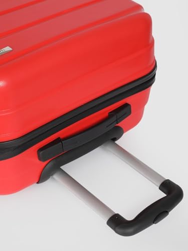 Image of Teakwood Unisex Trolley Bag for Travel, Hard Cabin Trolley Large Travel Suitcase Bag, Lock System 360 Degree 8 Rotating Wheels (55, 65 CM, RED)