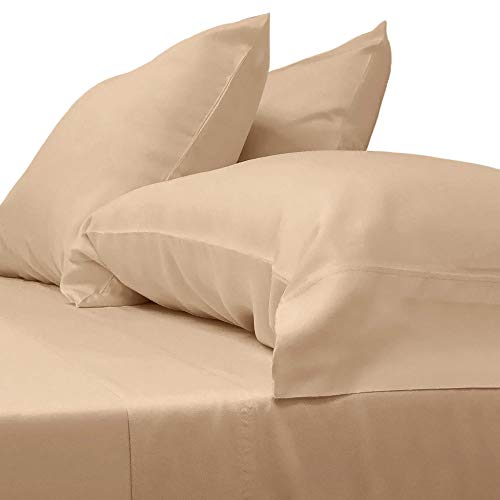 Cariloha Classic Bamboo Sheets 4 Piece Bed Sheet Set - Softest Bed Sheets and Pillow Cases - Lifetime Protection (Queen, Sandy Shore)